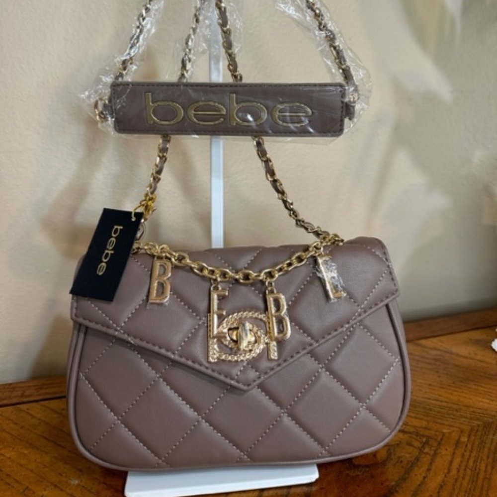 COPY - Bebe Women's Taupe Wyatt V-Flap Shoulder Bag
